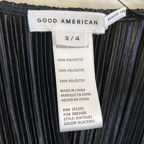 NWT Good American Plisse Deep V-Neck Dolman Blouse in Chrome Size L/XL - Picture 4 of 14